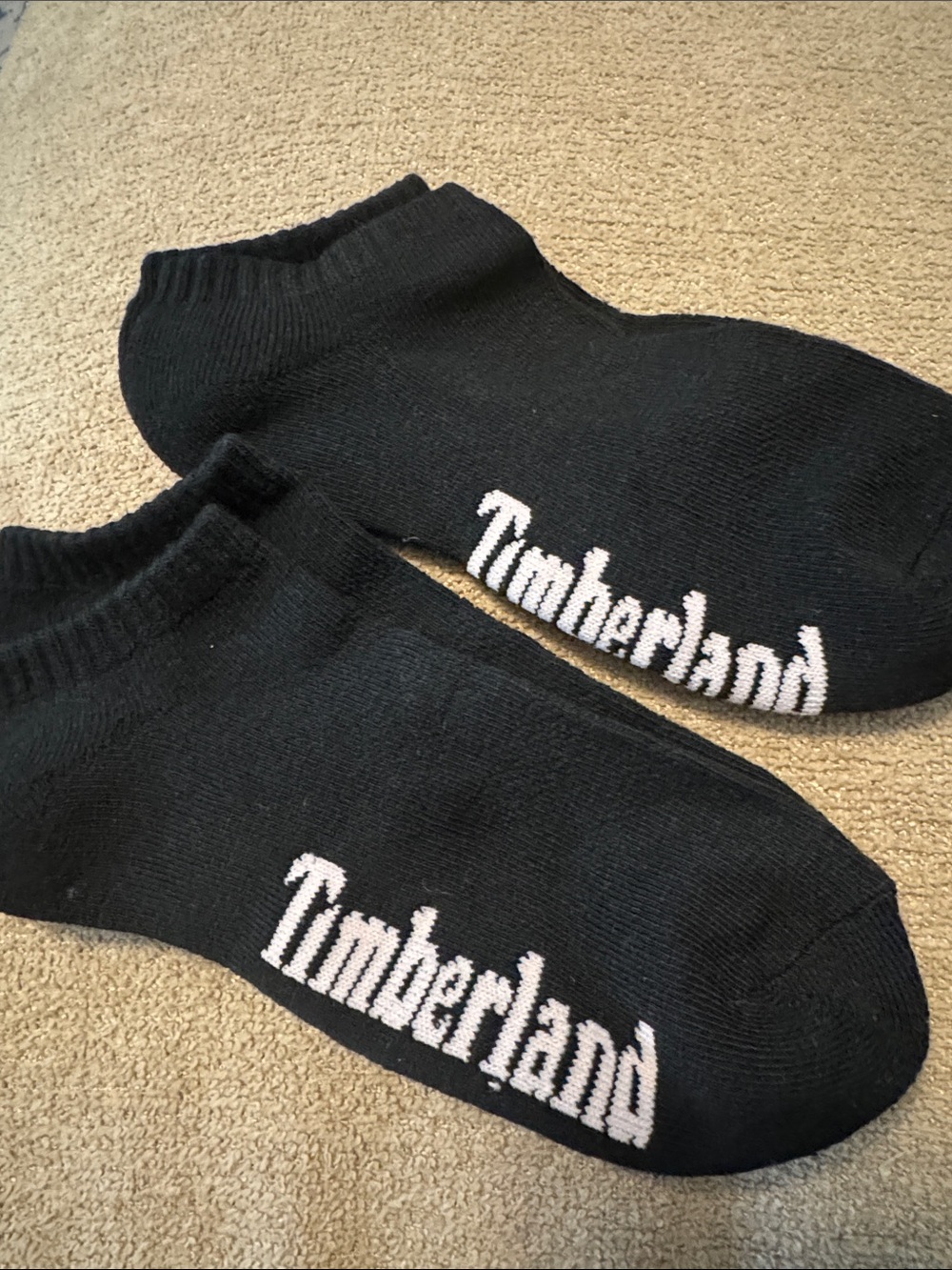Timberland Unisex Black No Show Ankle Socks with White Logo